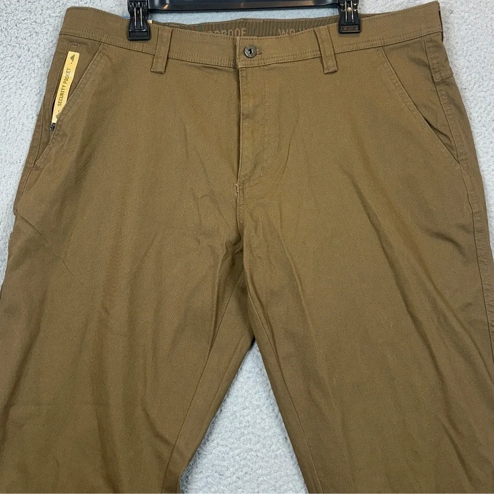 NEW Weatherproof Commuter Pants Men 38X30 Brown Chino Utility Stretch Flex Waist